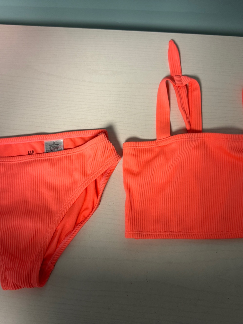 GAP Girls Neon Coral Ribbed Two-Piece Swim Set